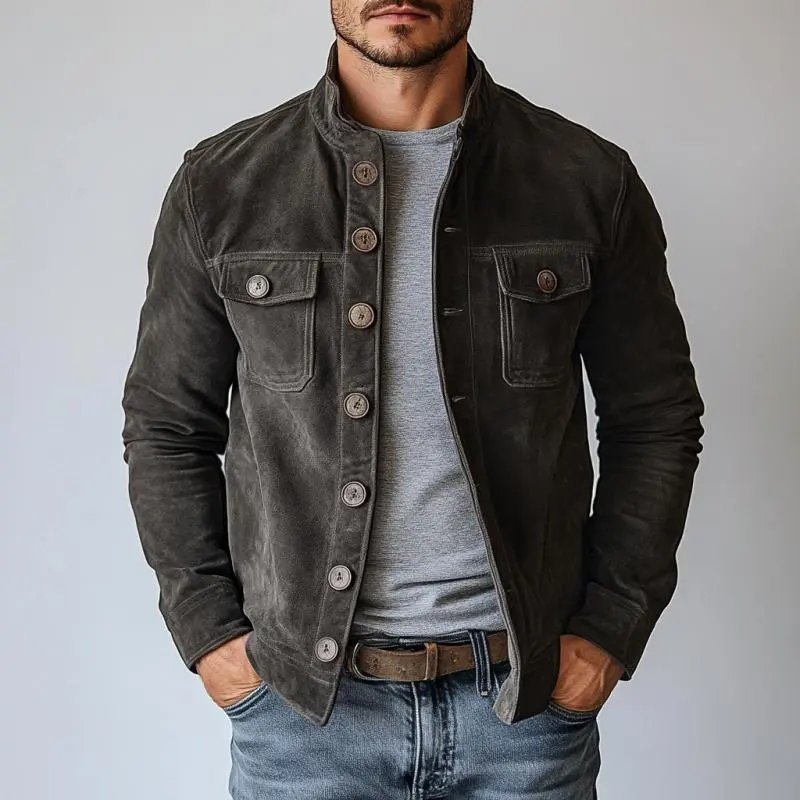 Structured Utility Suede Jacket