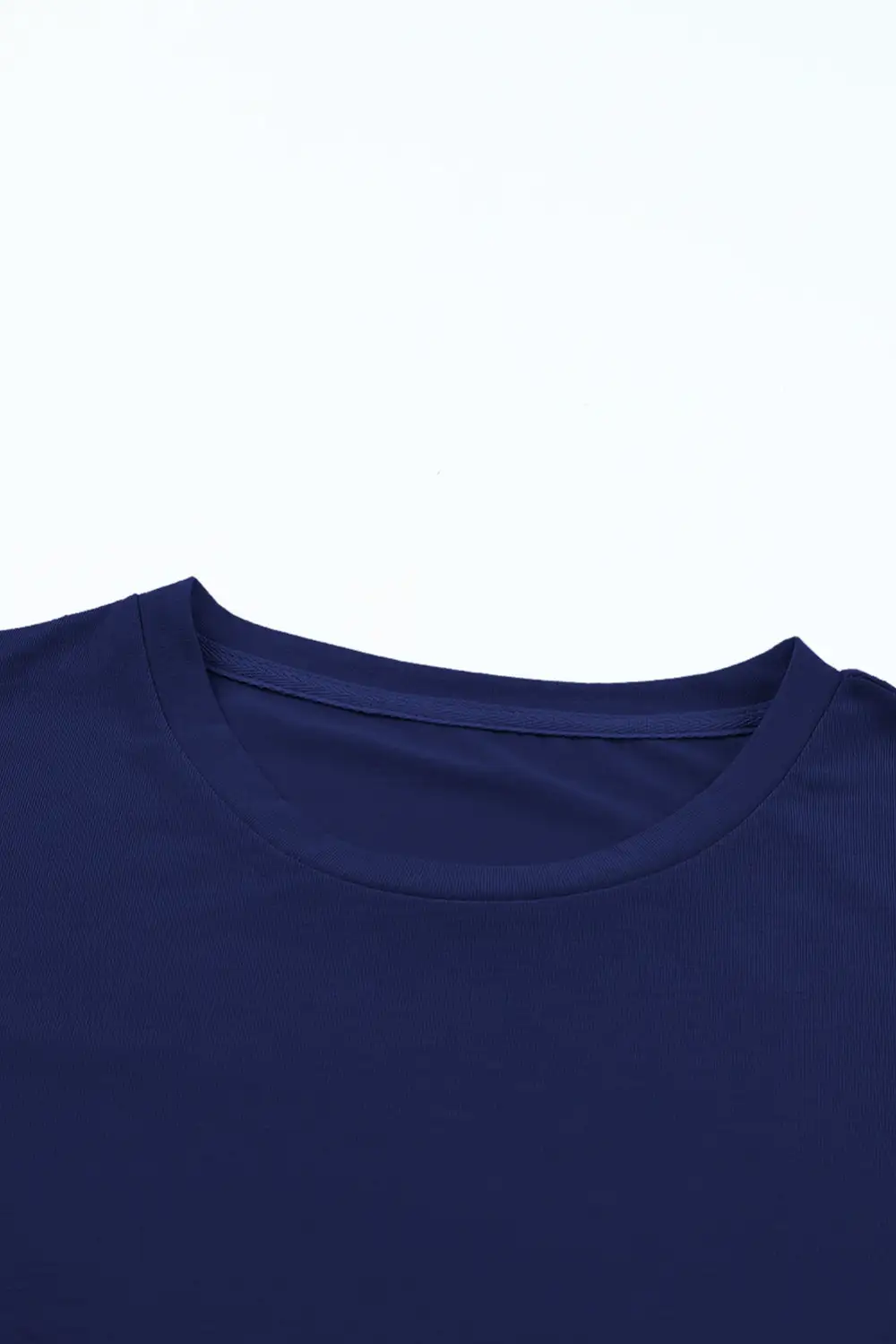 Blue Casual Plain Crew Neck