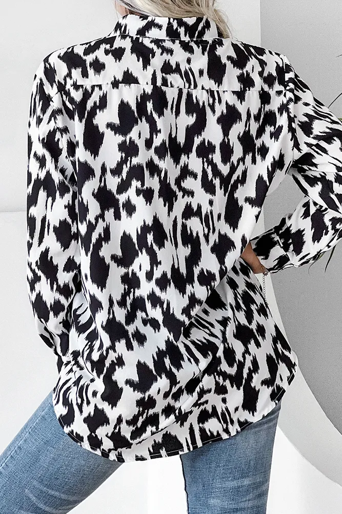 White Leopard Button Down Shirts Shirt