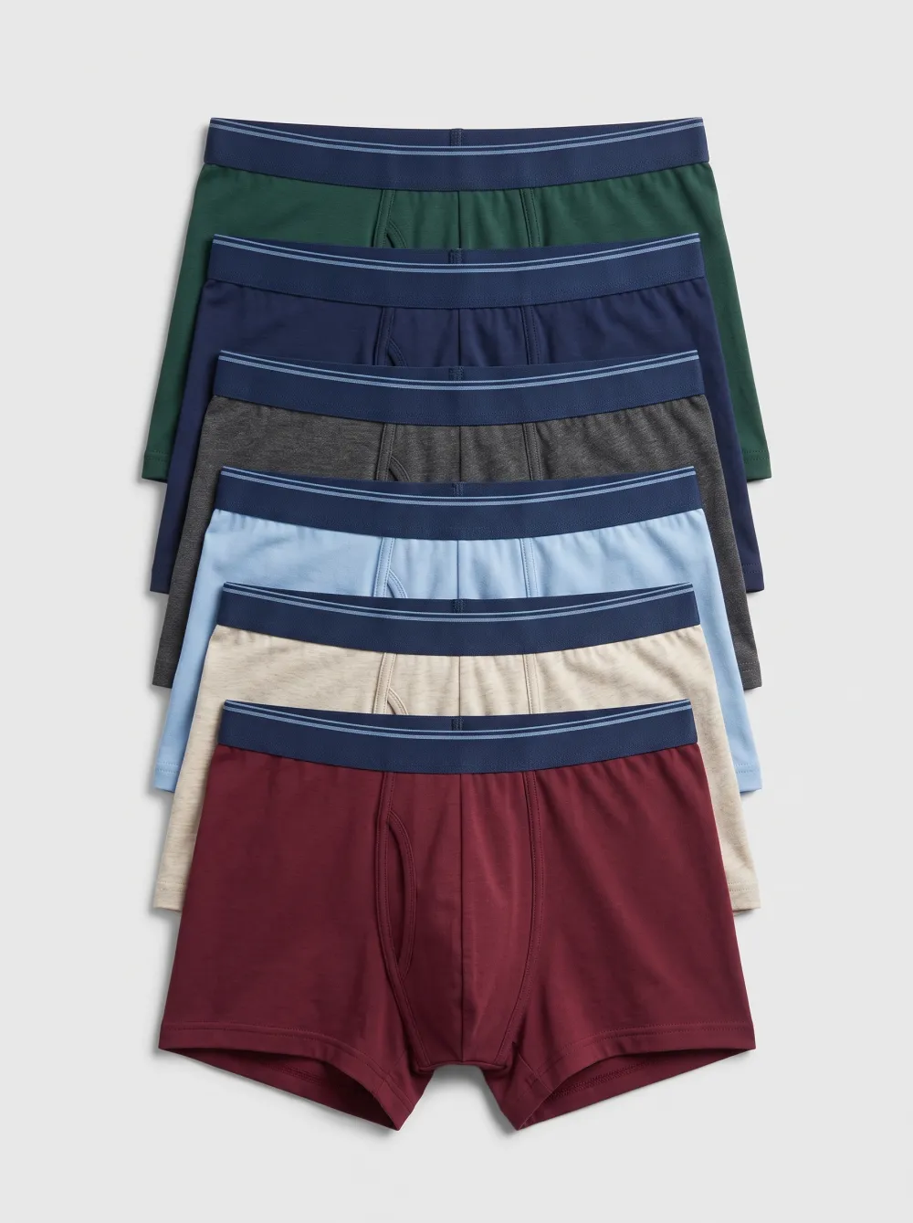 Men's Multi-Color Solid Basic Cotton Boxer Briefs 6-Pack