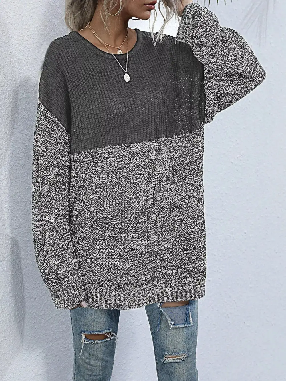 Color Block Oversized Sweater
