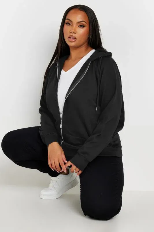 Black Essential Zip Through Hoodie
