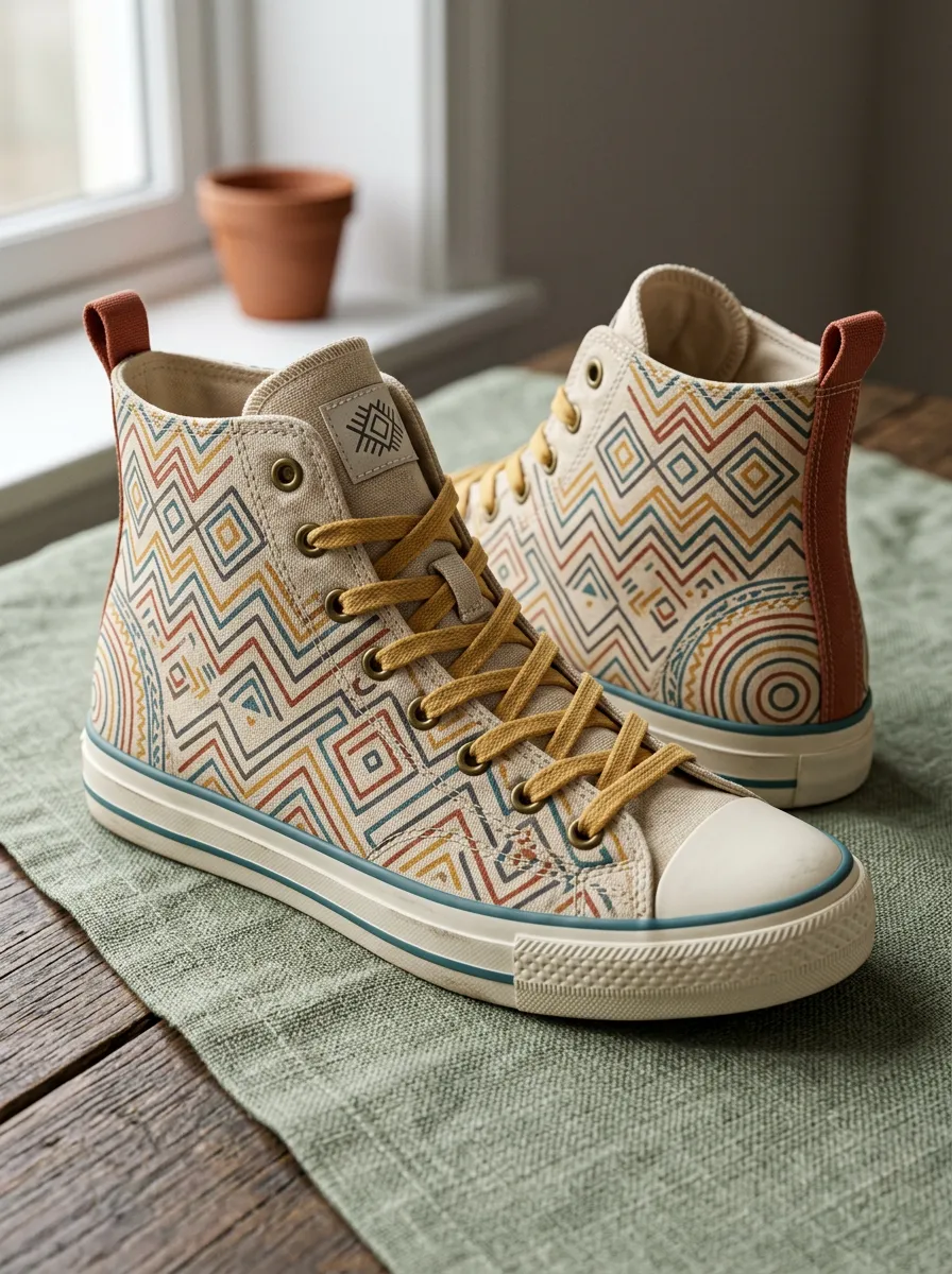 Women's Refined Boho Geometric Pattern Patterned Canvas Shoes