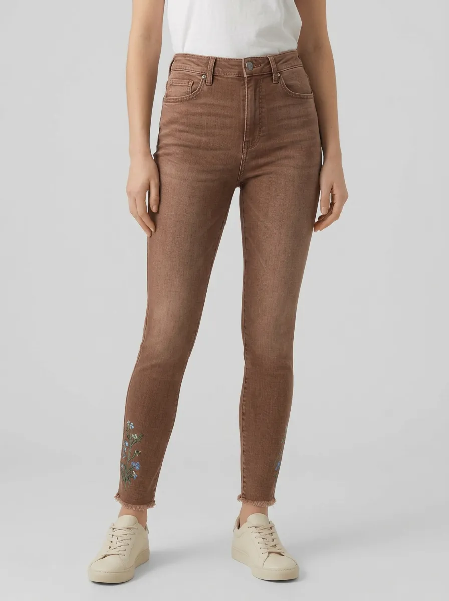 Women's Willow Floral Wildflower Embroidered Printed Slim Jeans