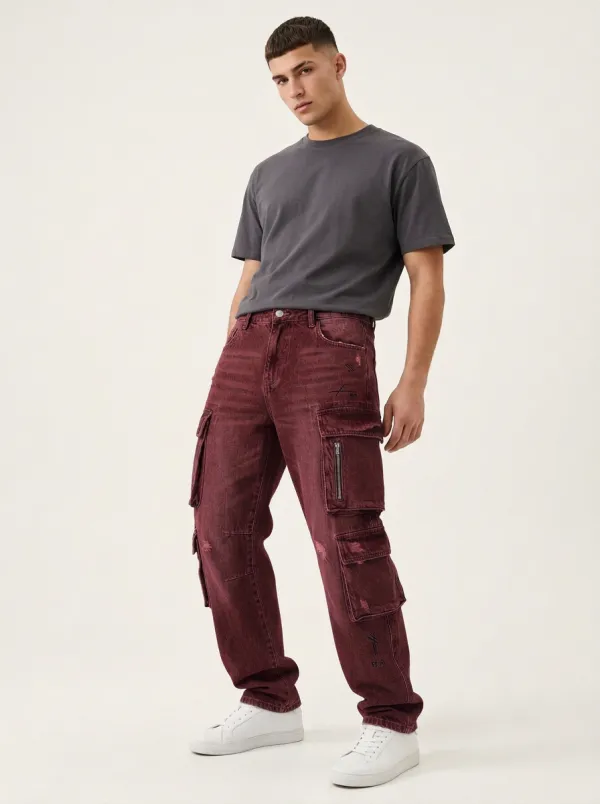 Men's Streetwear Distressed Graphic Cargo Pants