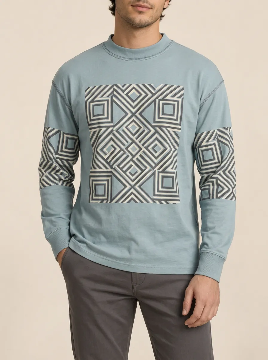 Men's Long Sleeve Streamlined Style Layered Look Shirt