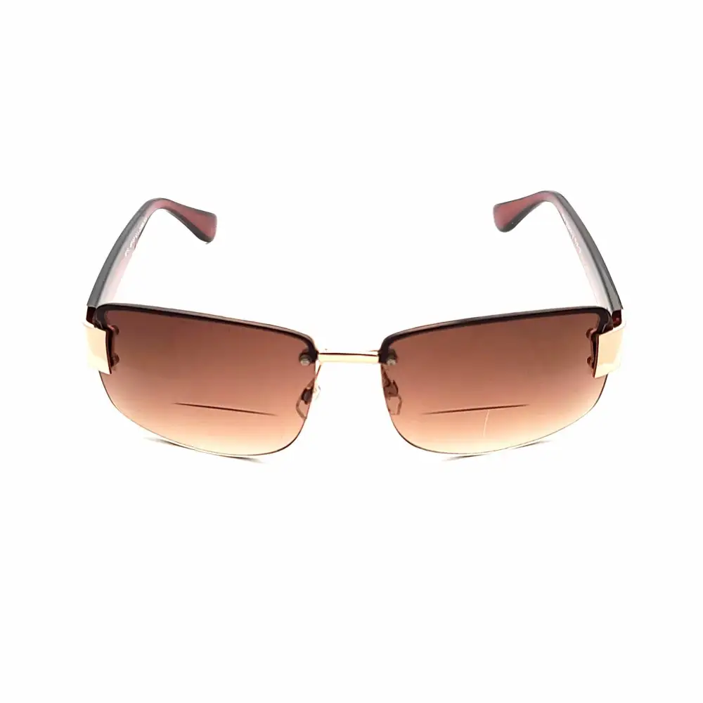 Rimless Bifocal Amber-Lens Reading Sunglasses