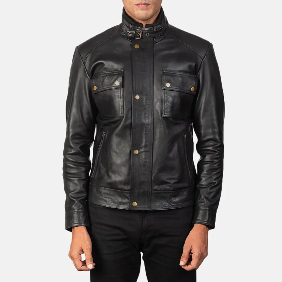 Men's Rugged Classic Biker Leather Jacket