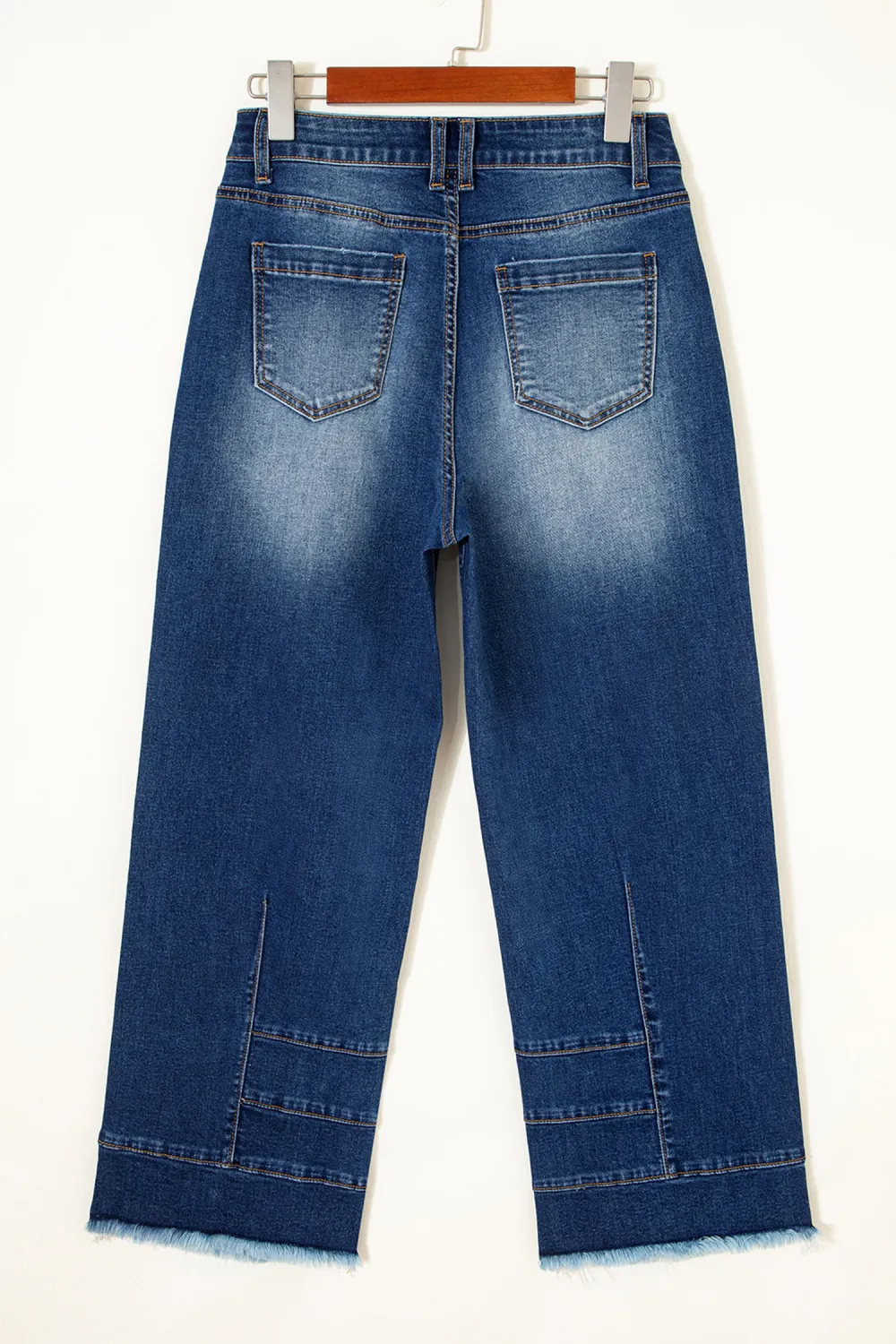 Blue Raw Hem Barrel Jeans
