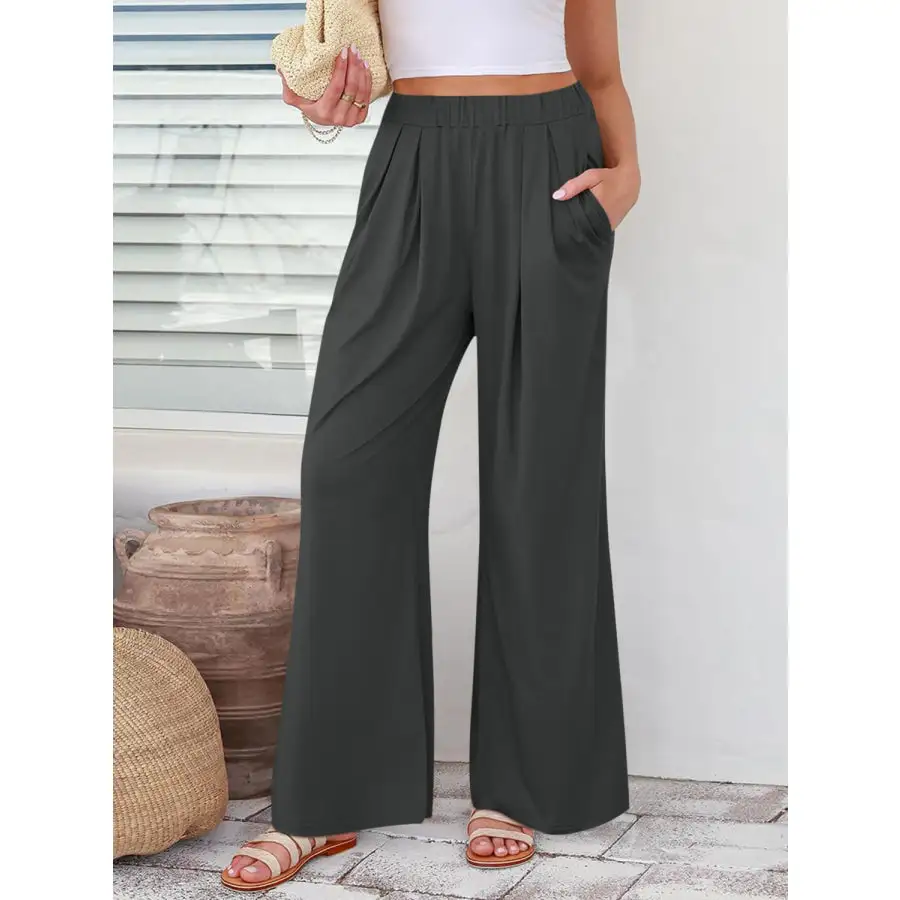 Weekend Elastic Waist Wide Leg Pants