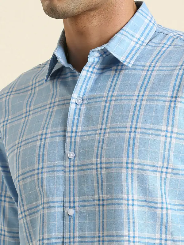 Checked Plaid Slim Fit Men's Formal Shirt