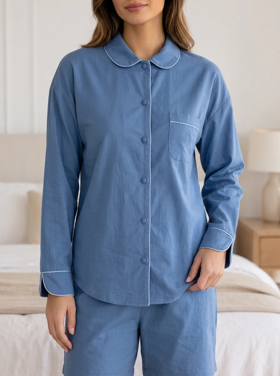 Floral Button Front Relaxed Pajama Top