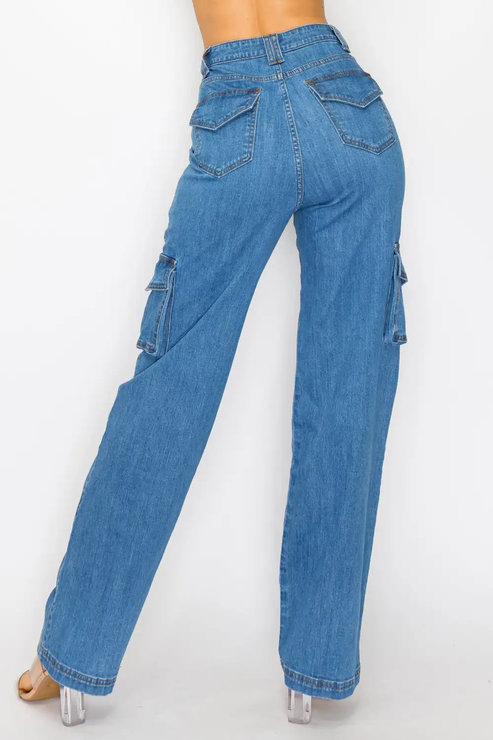 High-Rise Wide-Leg Cargo Jeans