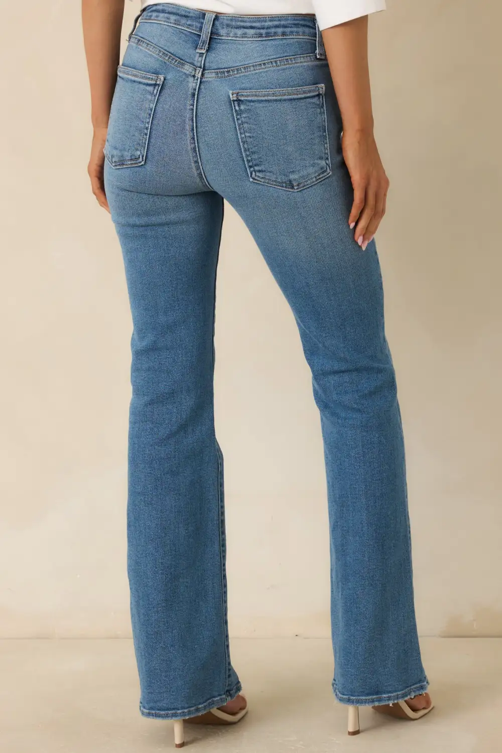 Medium Wash Cotton Flare Jeans