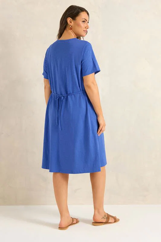 Blue Henley Cotton Dress detail 2