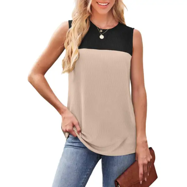 Color Block Round Neck Tank