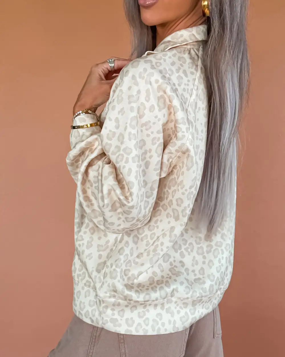 Leopard-Print Quarter-Zip Sweetheart-Neck Pullover