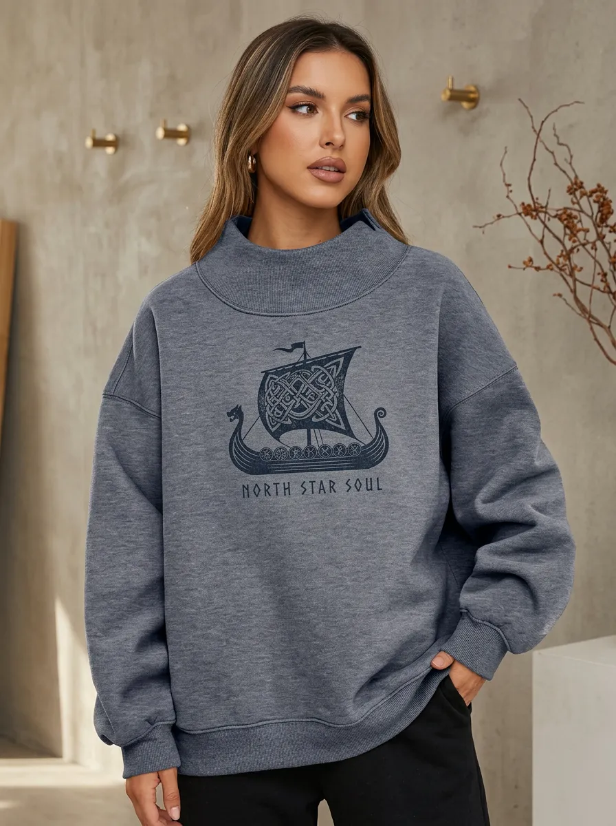 Viking Lover North Star Casual Hoodie Sweatshirt