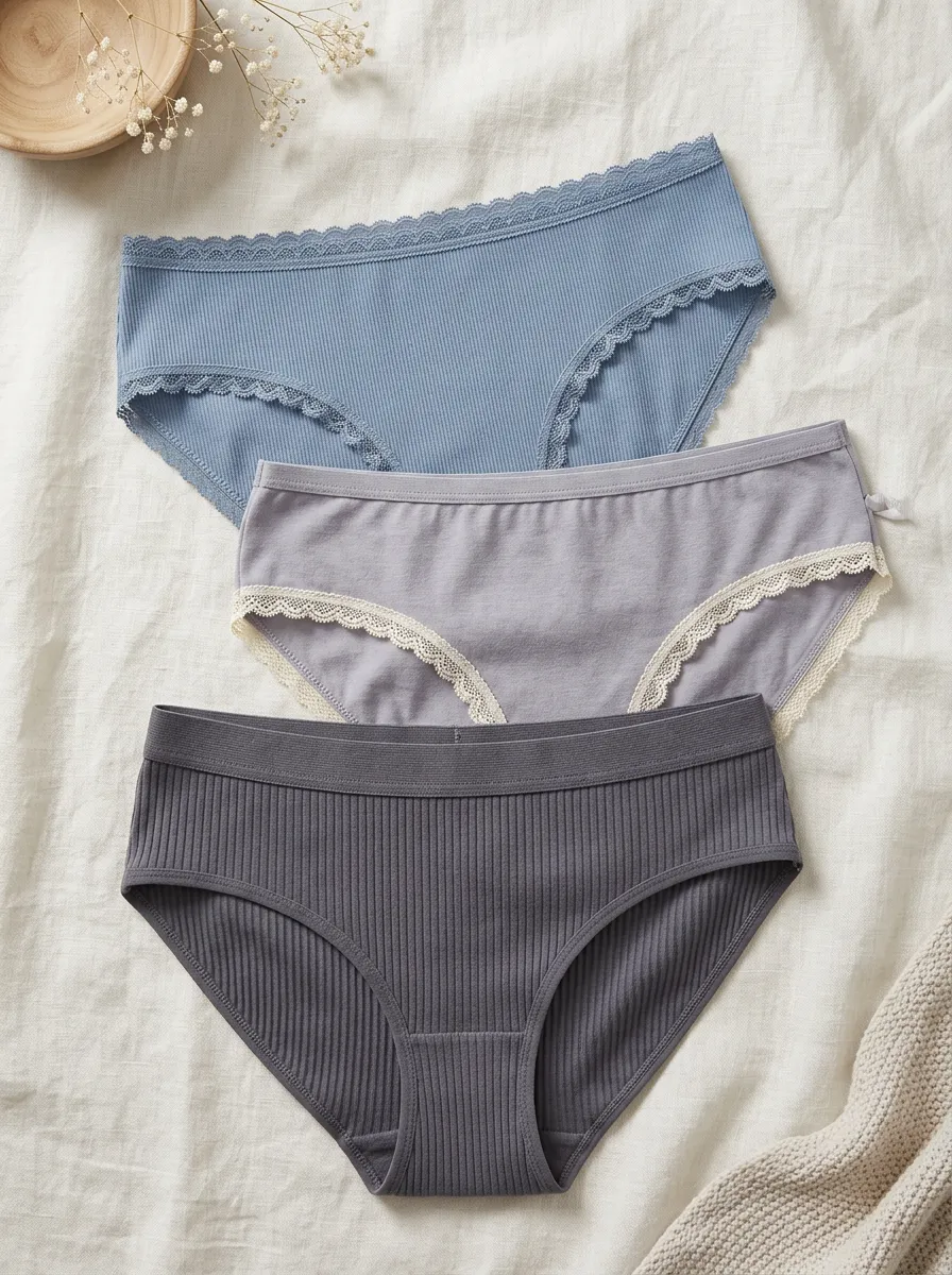 Women's Assorted Ribbed and Lace-Trim Briefs Set