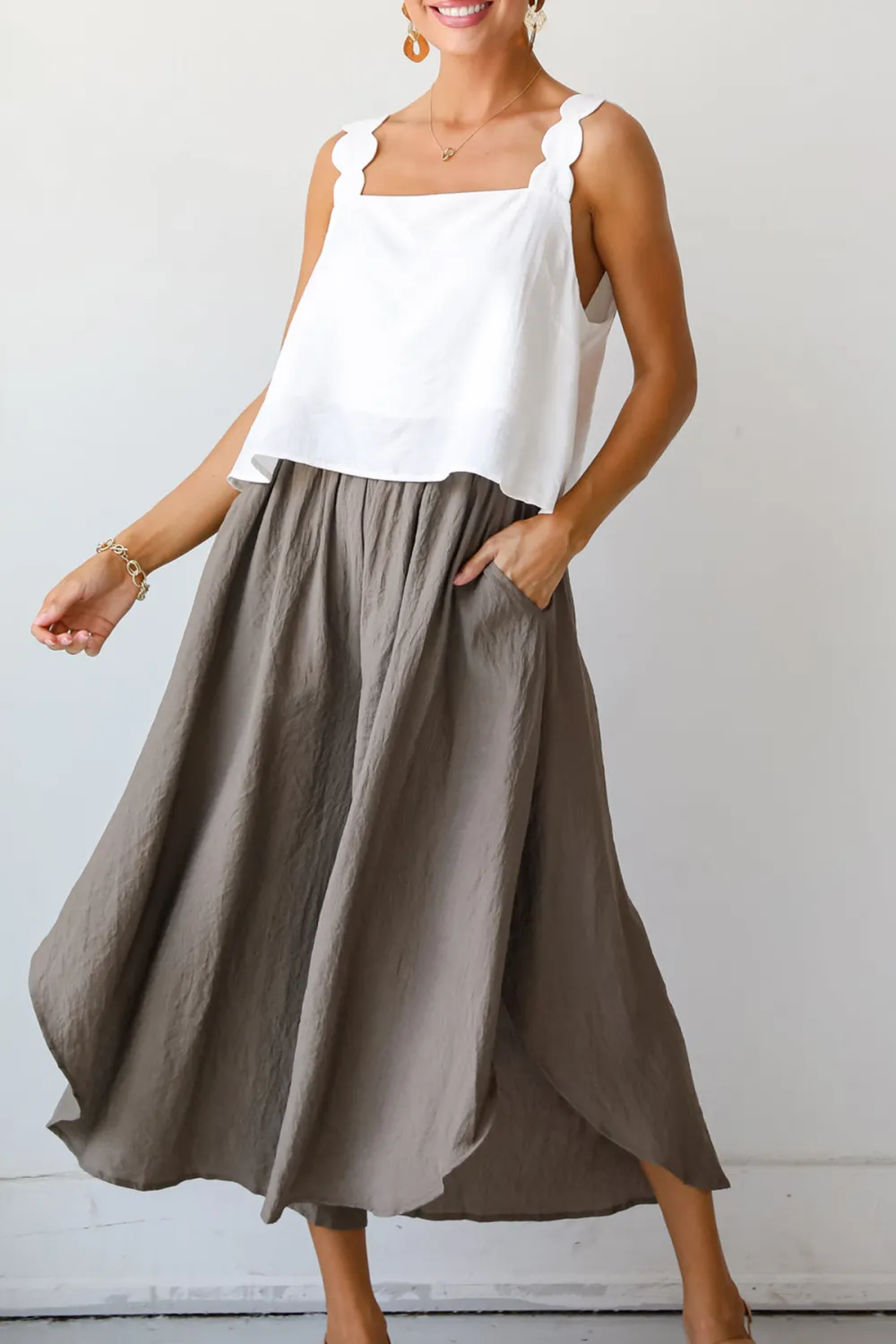 Carefree Energy Mocha Wide Leg Pants