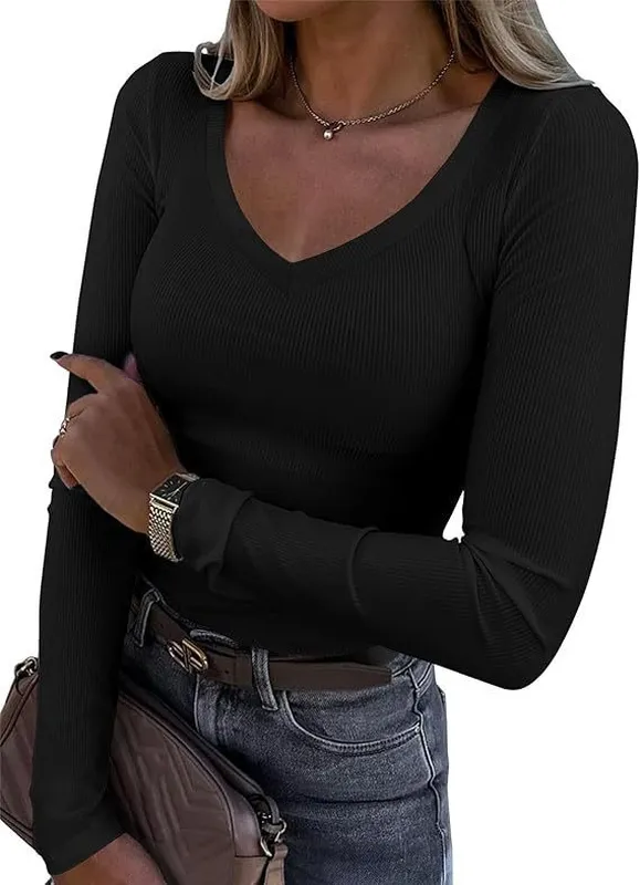 V-Neck Long Sleeve Top
