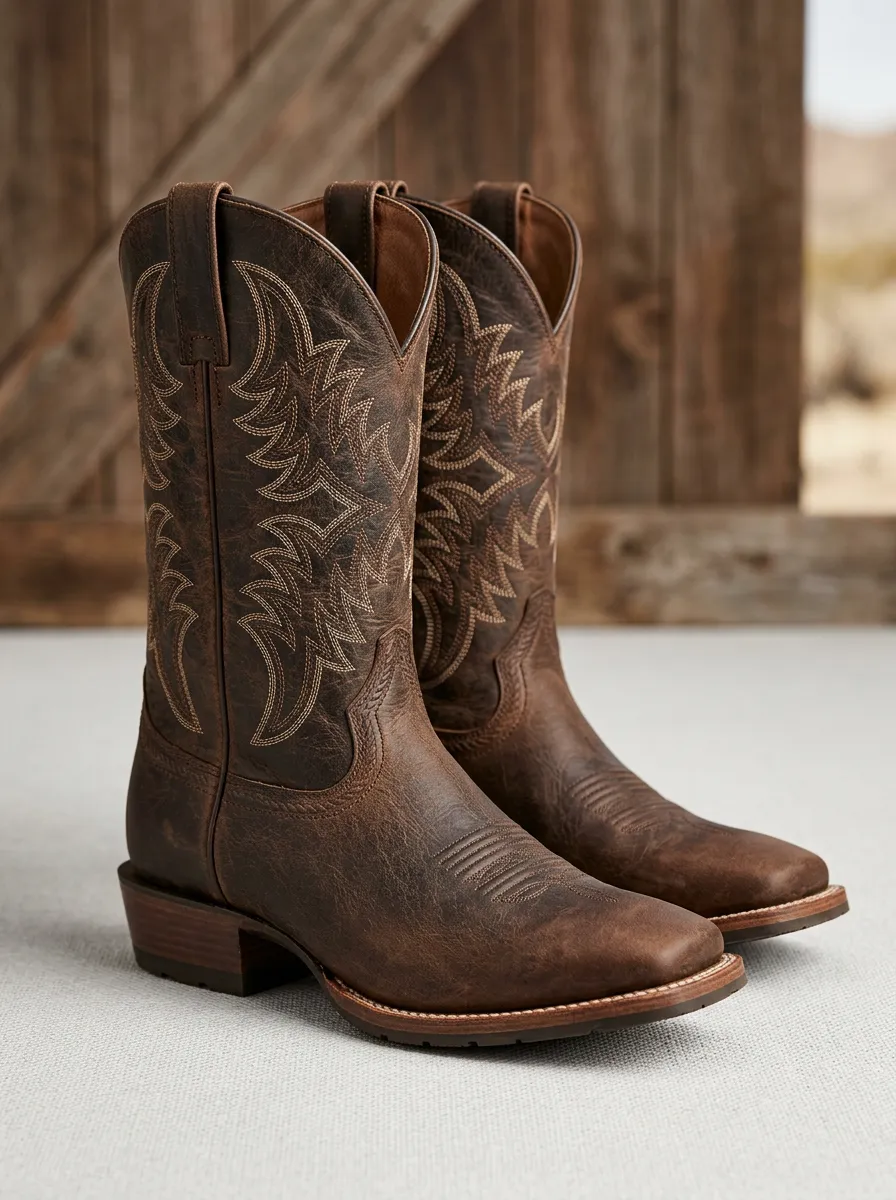Men's Rustic Western Cowboy Embroidered Distressed Cowboy Boots