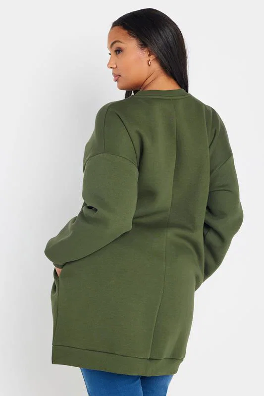 Khaki Green Sweatshirt Dress detail 2