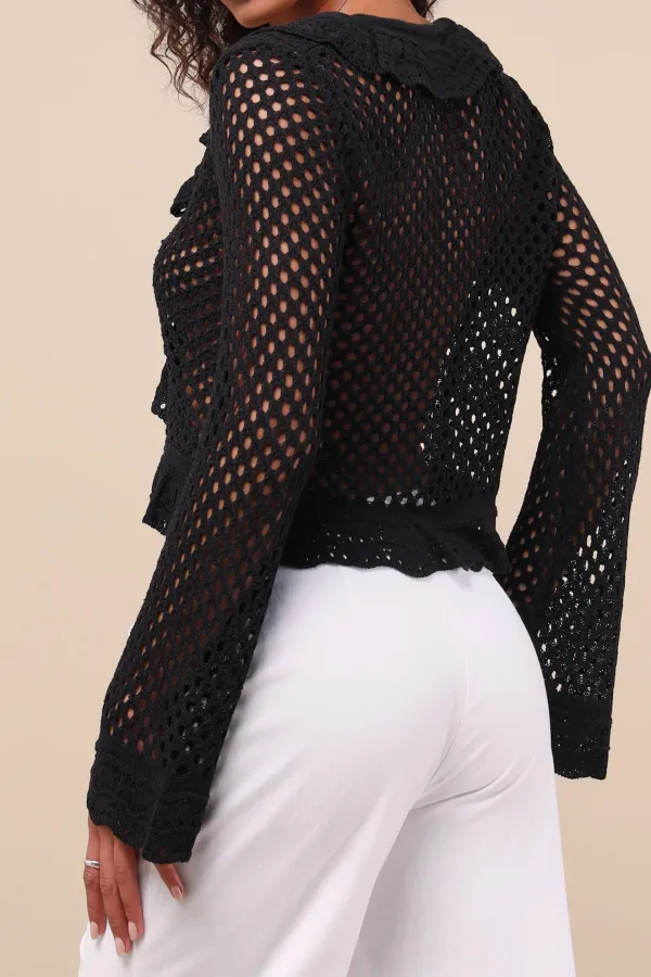 Daily Knit Tie-Front Long Sleeve Top