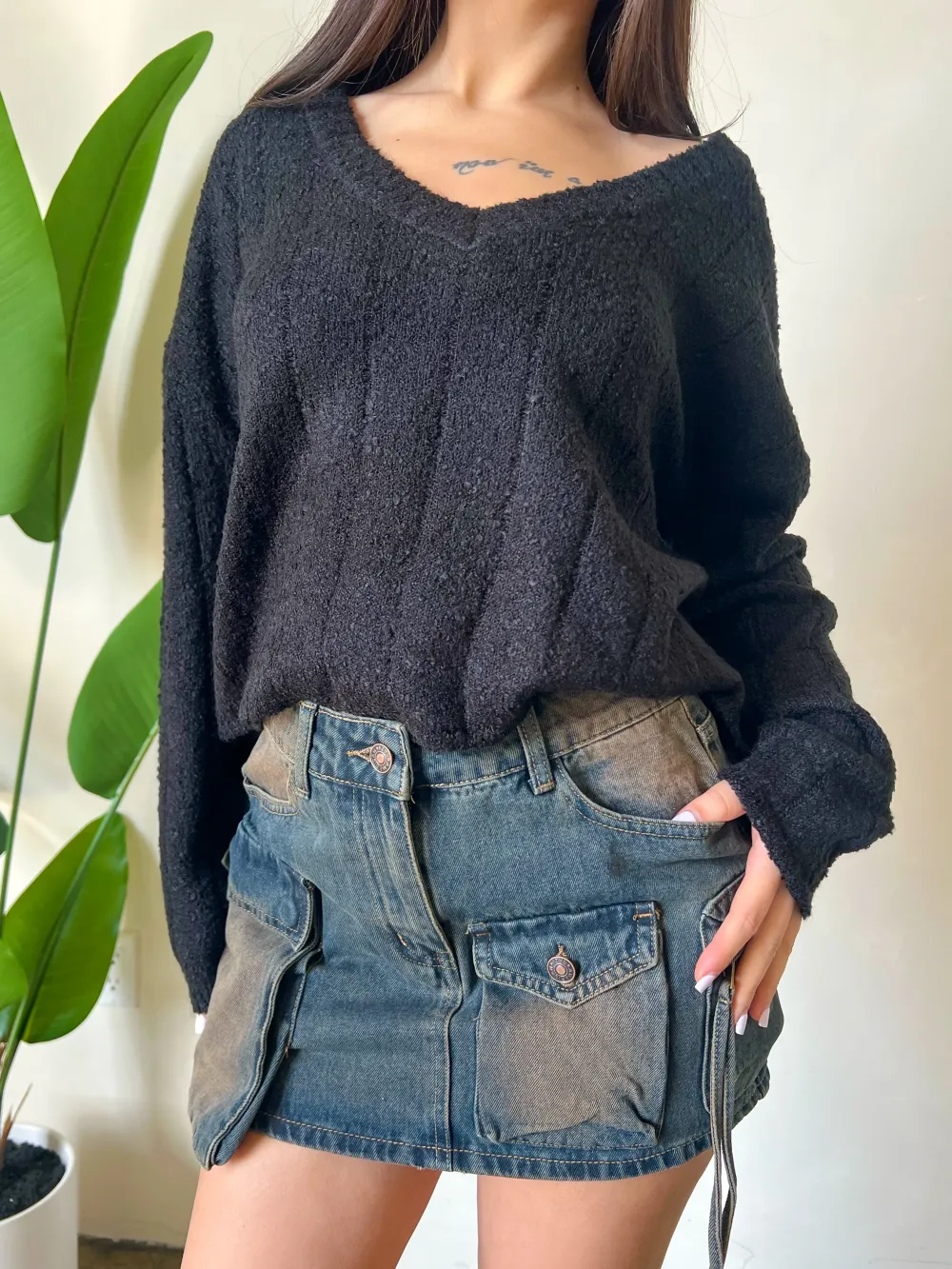 Blue Denim A-Line Mini Skirt