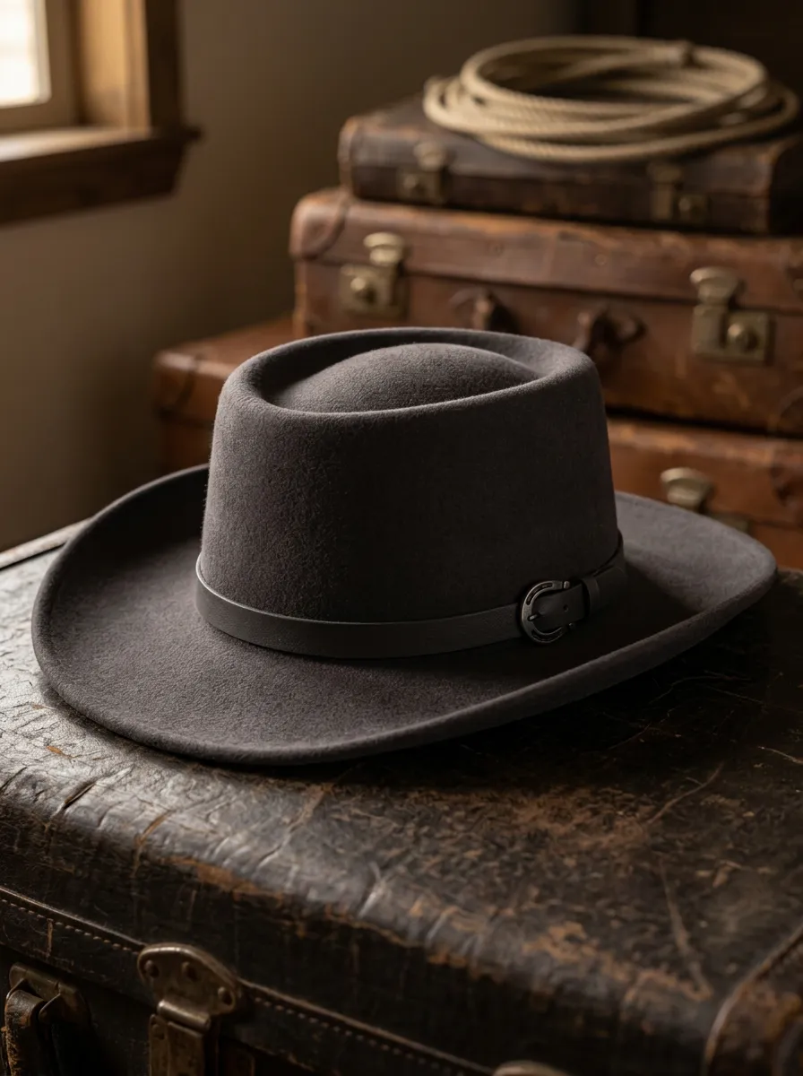 Unisex Horseshoe Detail Felt Western Cowboy Hat
