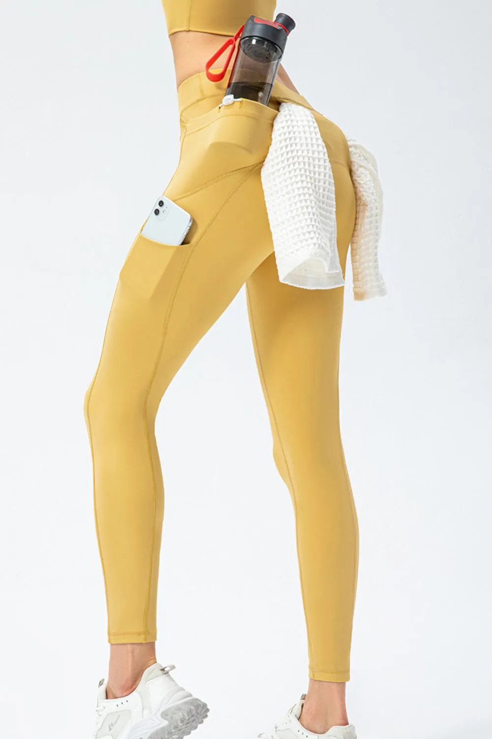 Slim Fit High Waist Long Sports Pants With Pockets