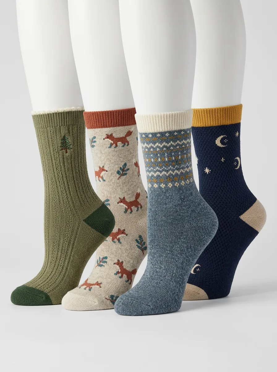Forest Fox Nature Four-Pair Casual Socks