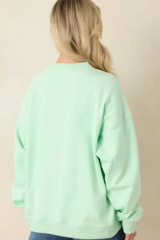 Mint Green Graphic Crewneck Sweatshirt