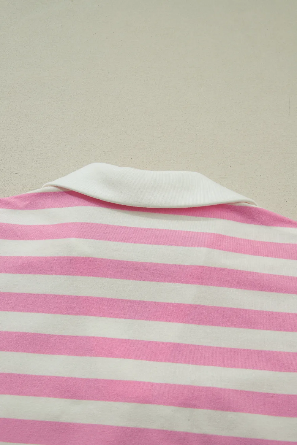 Pink Stripe Collar V Neck Blouse