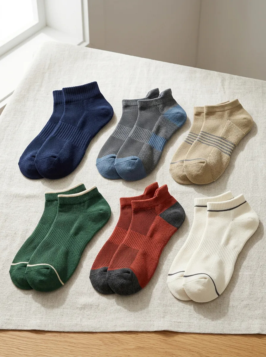 Men's Casual Athletic Multi-color Striped Printed Socks 6-Pack