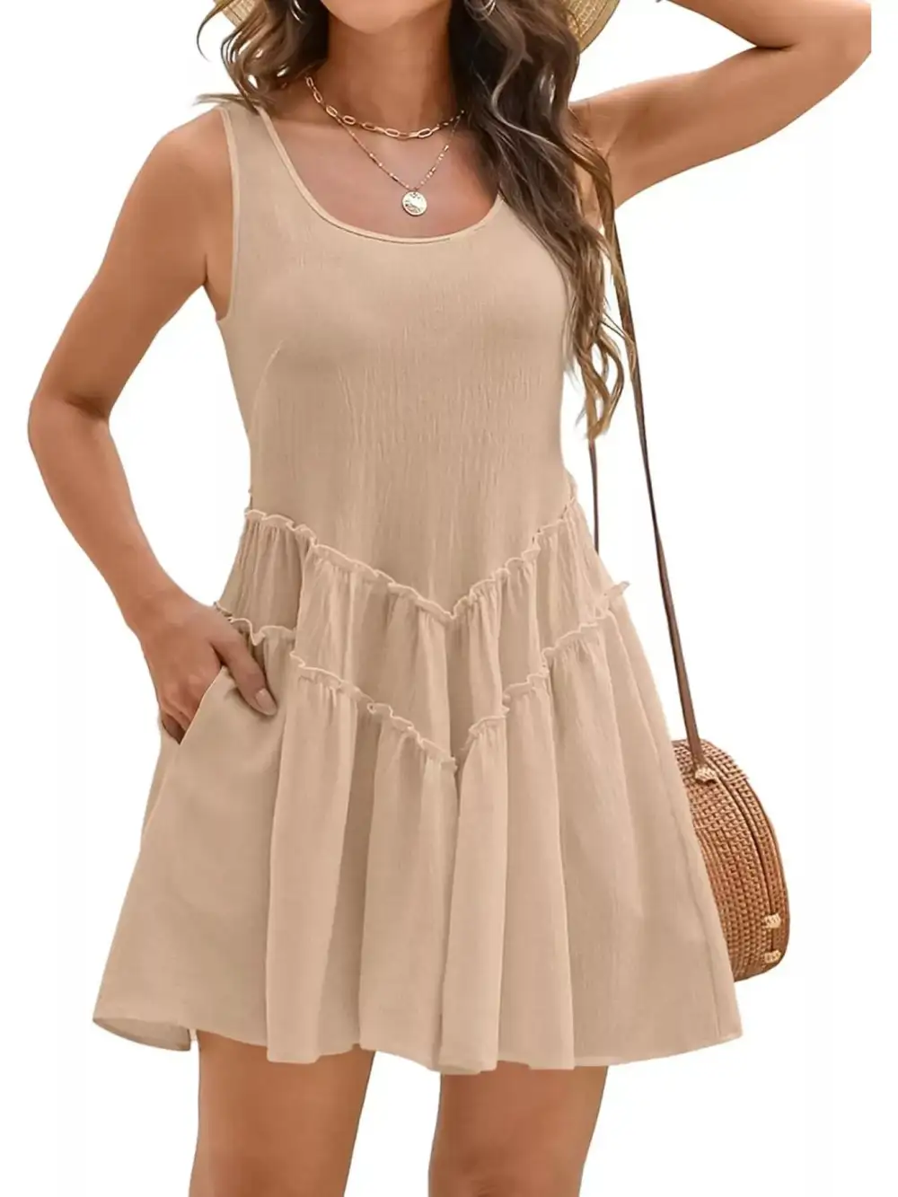 Casual Everyday Round Neck Sleeveless Mini Dress