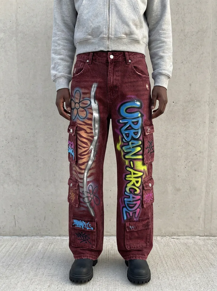 Men's Urban Arcade Graffiti Cargo Jeans