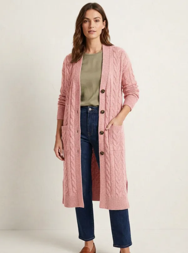 Women's Casual Cable Knit Knit Cardigan