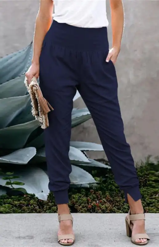 Clean High Waist Slit Pants