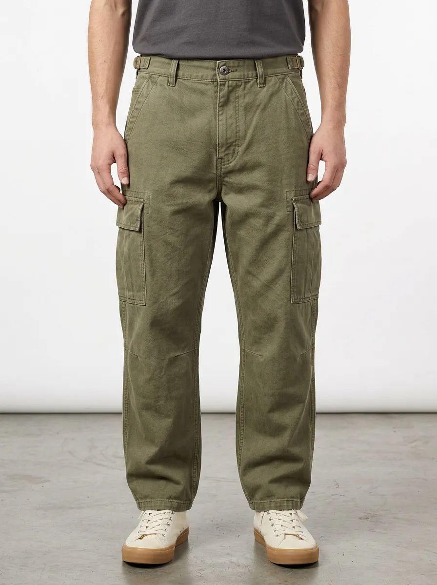Men's Relaxed Canvas Military Pocket Cargo Pants