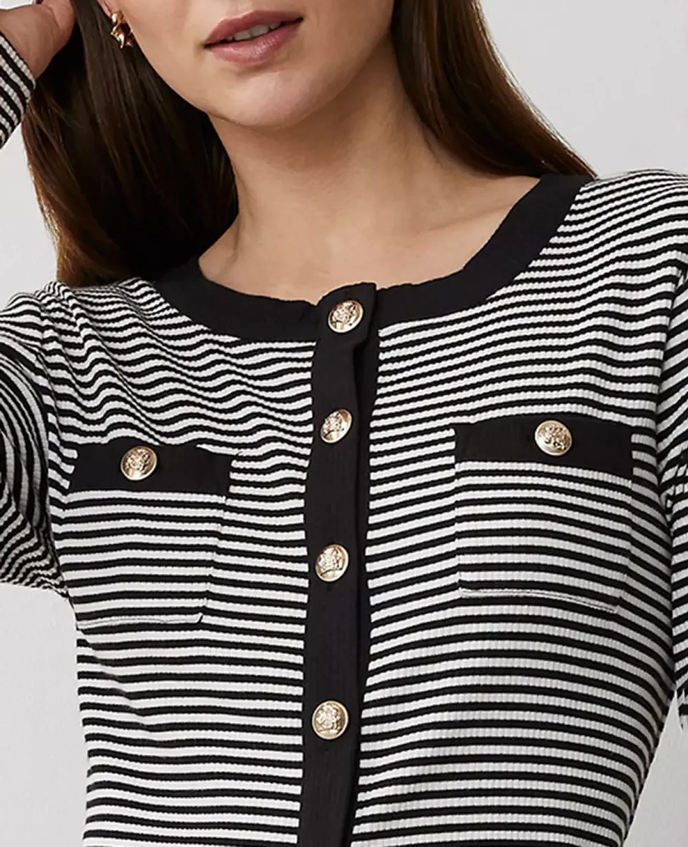 Stripe Button Knit Jacket