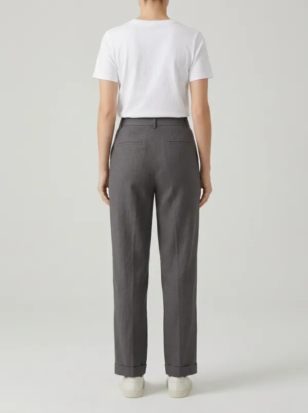 Women's Botanical Tailored Trousers with Cuffed Hem
