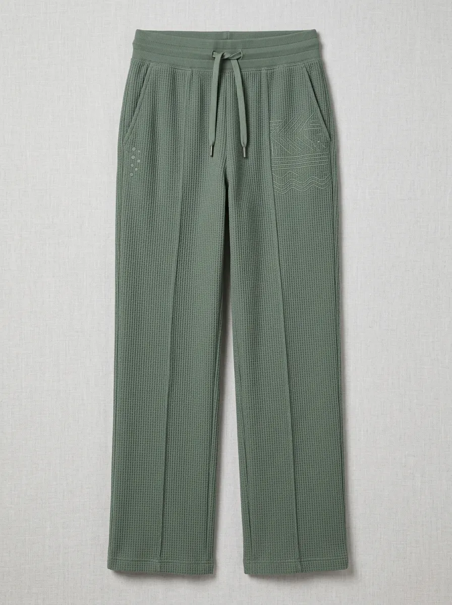Women's Geometric Pattern Jogger Fit Waffle Lounge Pants
