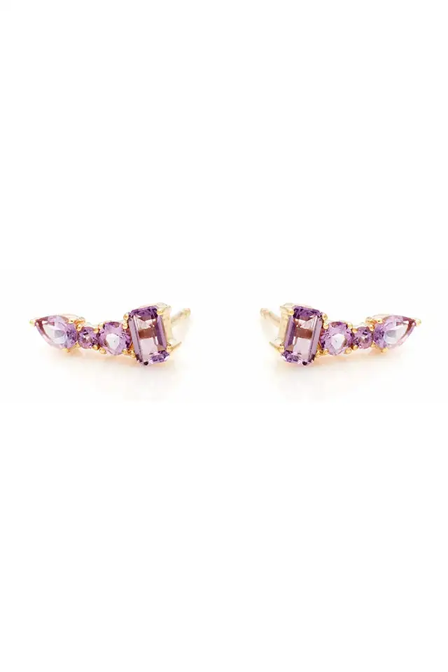 Amethyst Peace Ear Climber Earrings