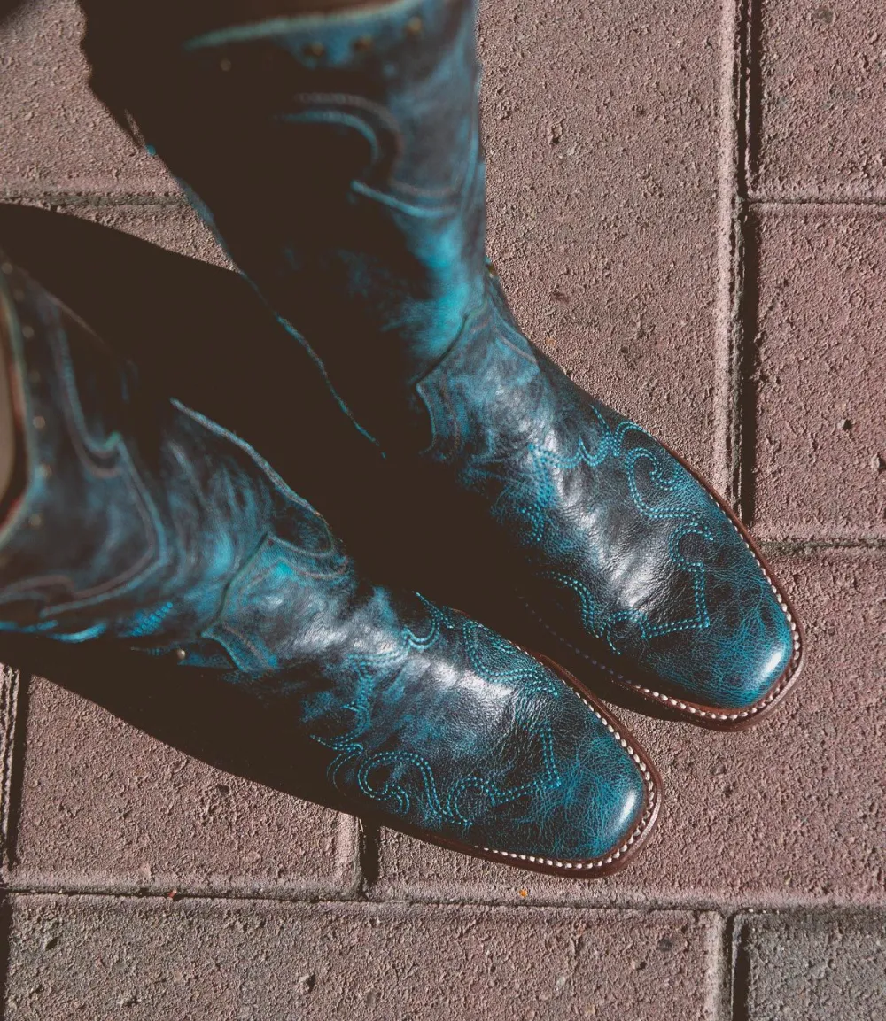 Floral-Stitched Studded Heritage Western Boots