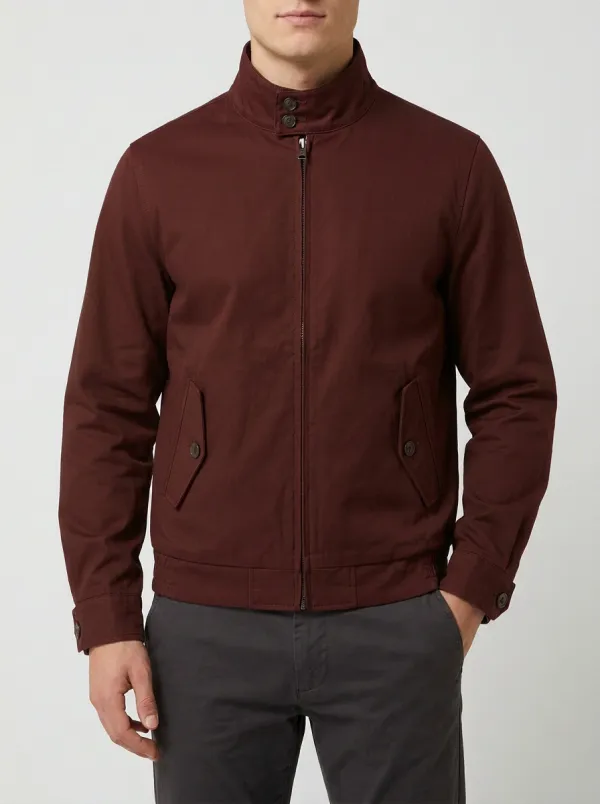 Men's Olive Green Stand Collar Zip-Up Casual Jacket