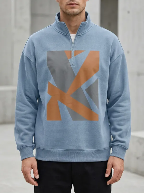 Patterned Half-Zip Geometric Abstract Men's Half-Zip Sweatshirt
