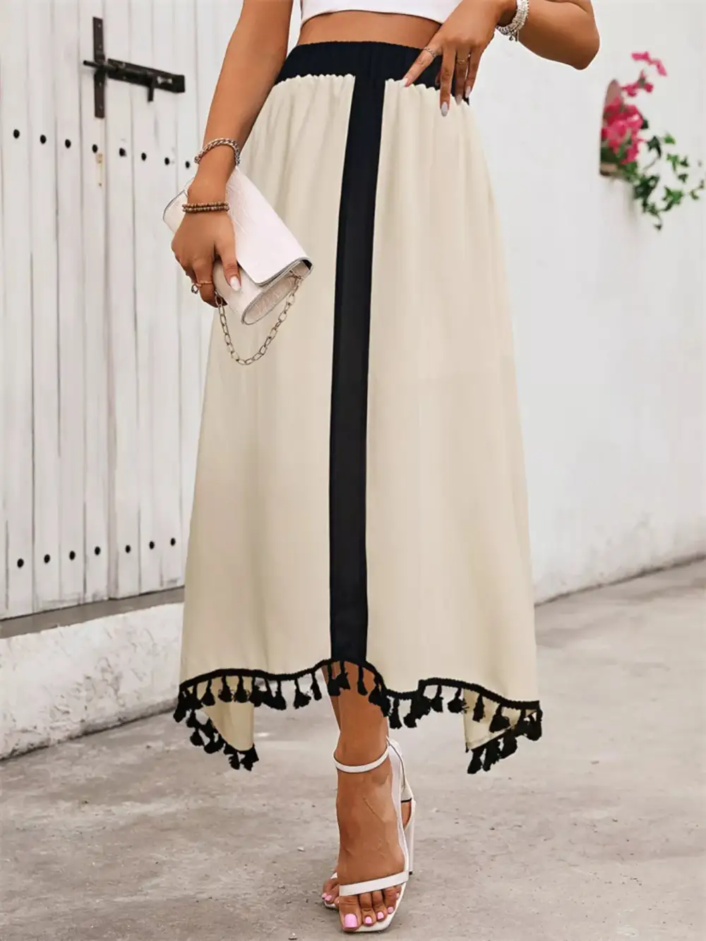 Tailored Fluid Tassel Skirt