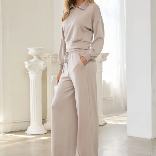 Textured Modal Zip Front Top Sets