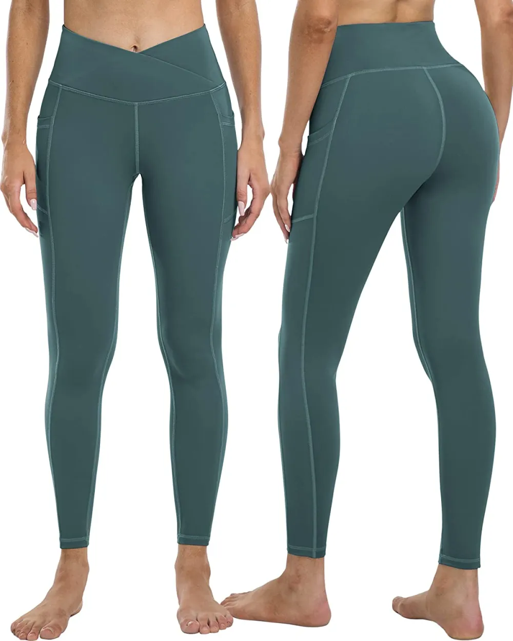 YOUNGCHARM 4 Pack Leggings with Pockets for Women,High Waist Tummy Control Workout Yoga Pants